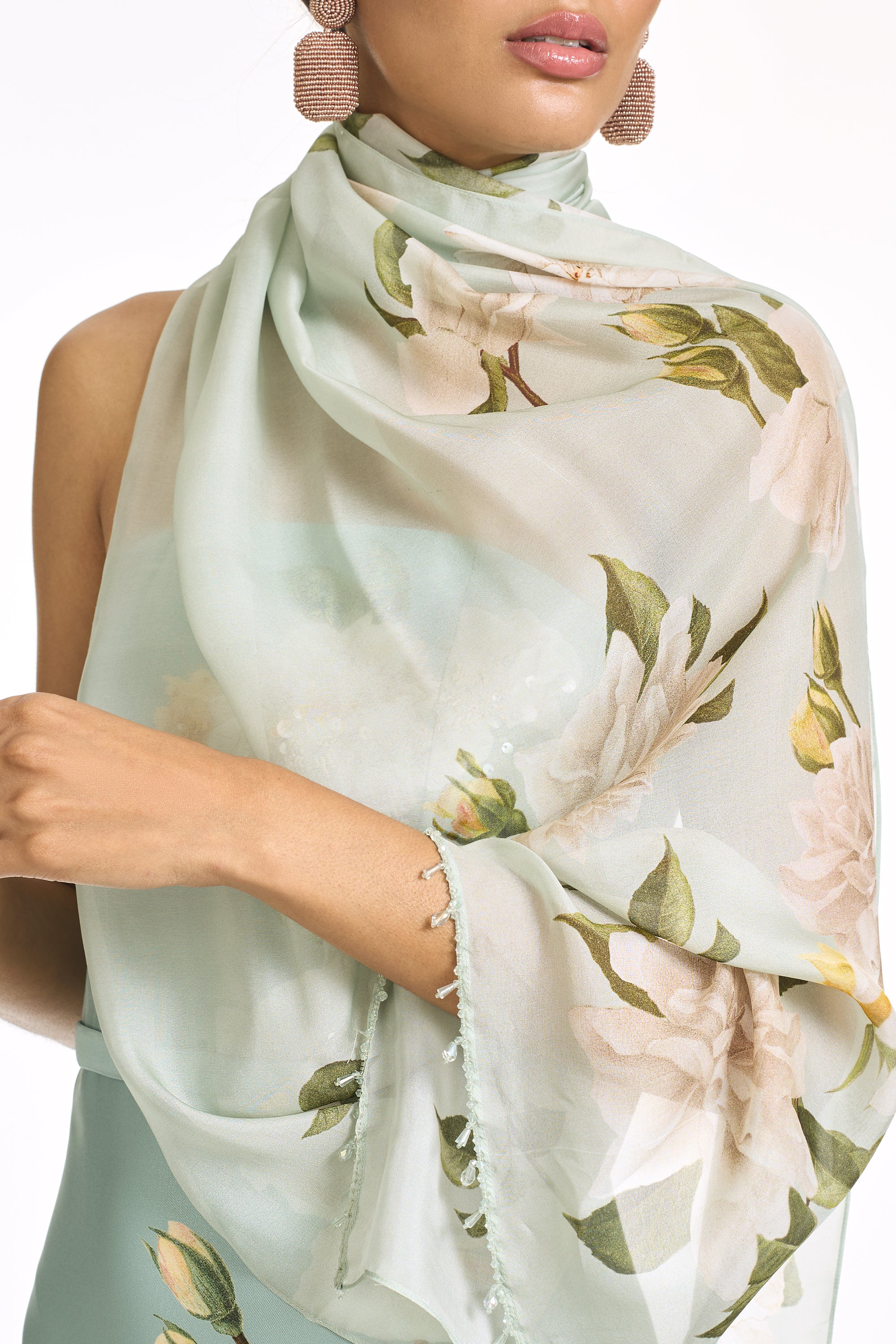 EMBELLISHED SOPHIA GOWN - CELADON FLORAL - Image 7