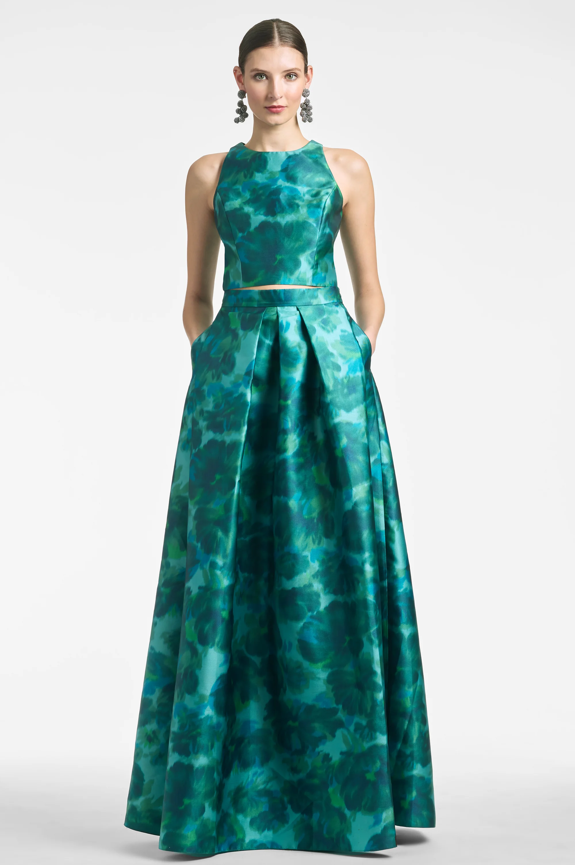 Lexie Top - Emerald Watercolor Floral - Image 3